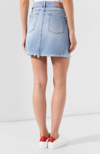Джинсовая юбка 7 FOR ALL MANKIND голубого цвета по цене 16600 руб., арт. JSLQ120CZV, фото 4 Джинсовая юбка 7 FOR ALL MANKIND, арт. JSLQ120CZV, фото 4
