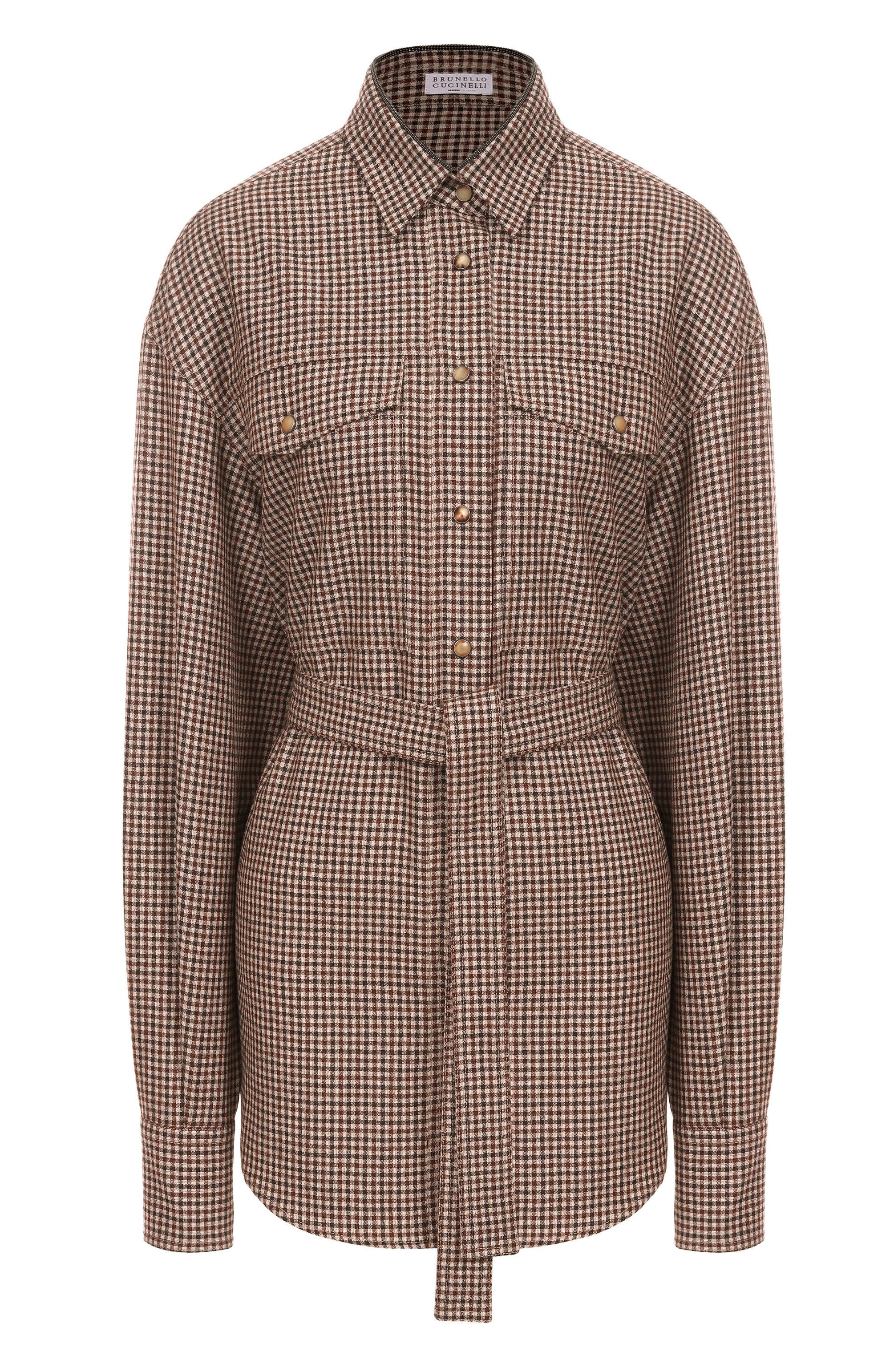 Шерстяная рубашка BRUNELLO CUCINELLI коричневого цвета по цене 250500 руб., арт. MB149MQ206, фото 1 Шерстяная рубашка BRUNELLO CUCINELLI, арт. MB149MQ206, фото 1