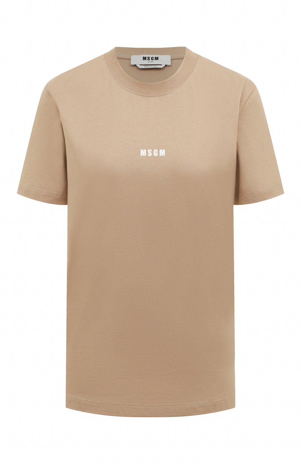 Хлопковая футболка MSGM бежевого цвета по цене 12300 руб., арт. 3341MDM500 227798, фото 1 Хлопковая футболка MSGM, арт. 3341MDM500 227798, фото 1