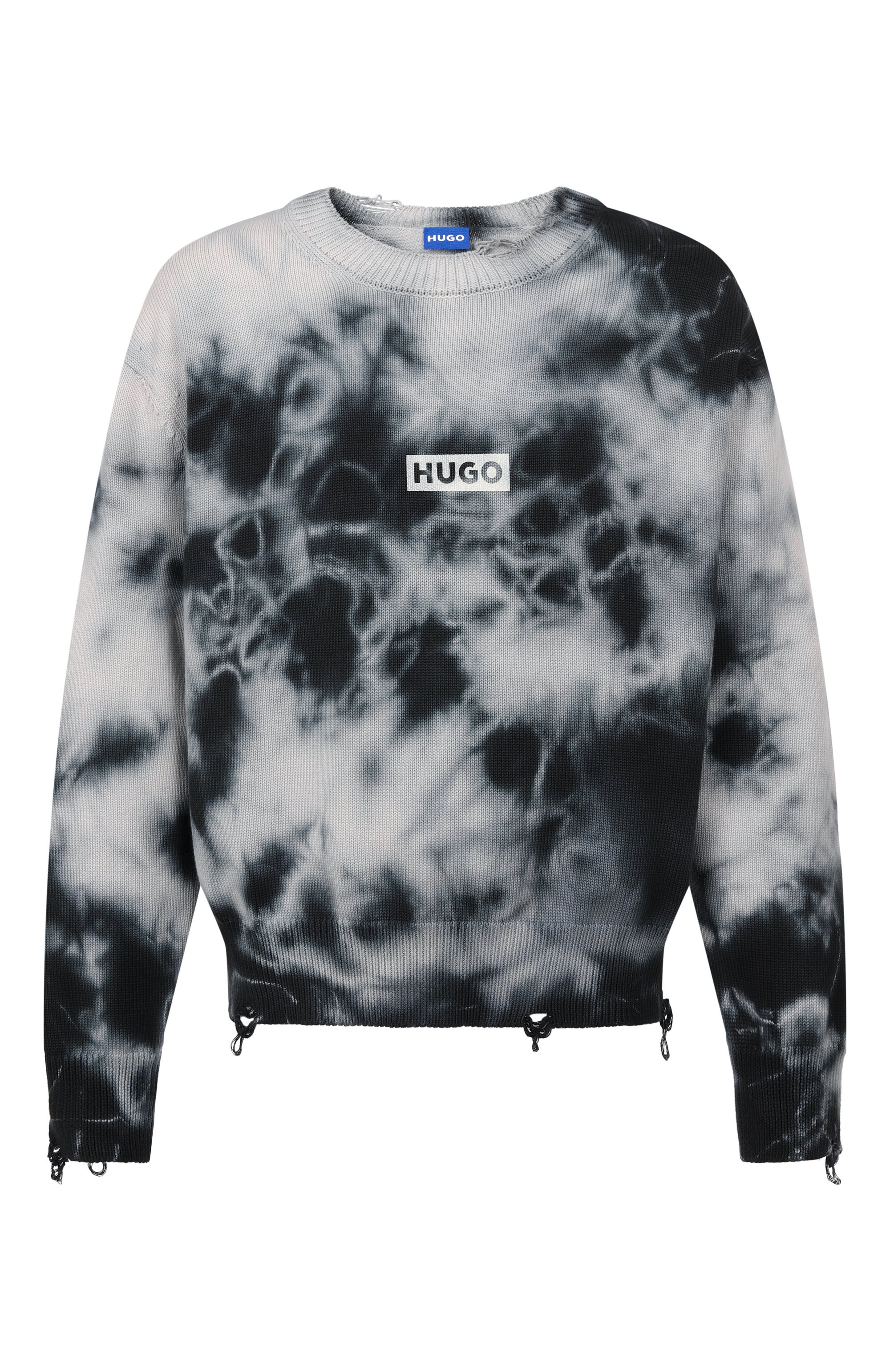 Хлопковый свитер HUGO BLUE серого цвета по цене 19250 руб., арт. 50553584, фото 1 Хлопковый свитер HUGO BLUE, арт. 50553584, фото 1