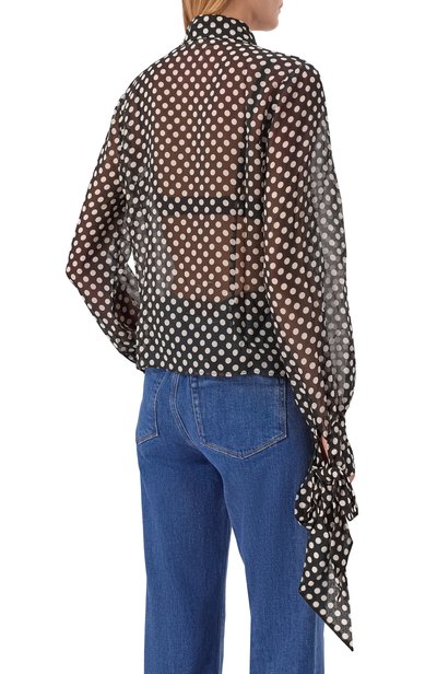 Шелковая блузка FRAME DENIM черного цвета по цене 75300 руб., арт. WE26WBL008/THE P0LKA D0T N0UVELLE BL0USE, фото 4 Шелковая блузка FRAME DENIM, арт. WE26WBL008/THE P0LKA D0T N0UVELLE BL0USE, фото 4