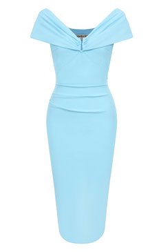 Женское платье LA PETITE ROBE DI CHIARA BONI голубого цвета, арт. ABCKY0JI-BS | Фото 1 (Длина Ж (юбки, платья, шорты): Миди; Рукава: Короткие; Материал внешний: Синтетический материал; Стили: Кэжуэл; Случай: Коктейльный; Женское Кросс-КТ: Платье-одежда, платье-футляр; Автоматизация ТО: Проставлено; Автоматизация состава: Проставлено)
