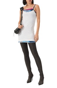 Женское платье BALENCIAGA белого цвета, арт. 808201/TRVG7 | Фото 2 (Драгоценные камни: Проставлено; Длина Ж (юбки, платья, шорты): Мини; Материал сплава: Проставлено; Стили: Гранж; Рукава: На бретелях; Женское Кросс-КТ: Платье-одежда; Случай: Повседневный; Кросс-КТ: Трикотаж; Материал внешний: Синтетический материал)