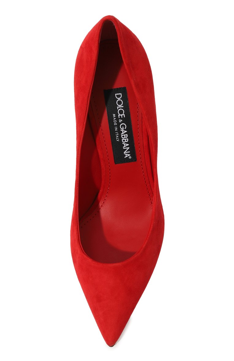 Женские замшевые туфли cardinale DOLCE & GABBANA красного цвета, арт. CD1710/B1275 | Фото 6 (Каблук высота: Высокий; Подошва: Плоская; Материал внутренний: Натуральная кожа; Материал внешний: Замша, Натуральная кожа; Каблук тип: Шпилька)