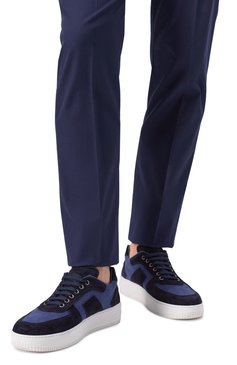 Мужские комбинированные кеды CORNELIANI синего цвета, арт. 25TM70-2520911 | Фото 3 (Материал внешний: Натуральная кожа, Текстиль; Подошва: Массивная; Материал внутренний: Натуральная кожа; Стили: Классический; Кросс-КТ: Низкие; Материал утеплителя: Без утеплителя)