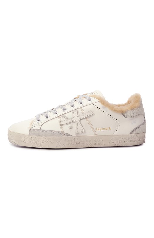 Кожаные кеды Steven-D Premiata STEVEND/VAR 7608M Кремовый  STEVEND/VAR 7608M Фото 4