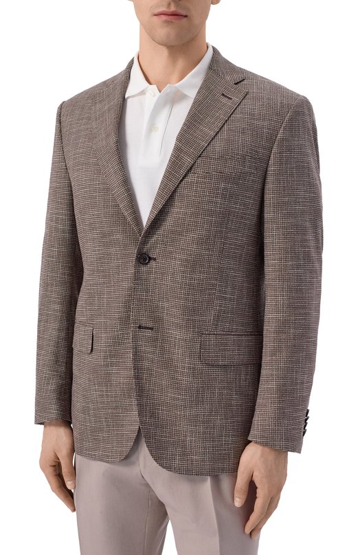 Пиджак из шерсти и шелка Corneliani 27X008/2716509 Коричневый  27X008/2716509 Фото 3