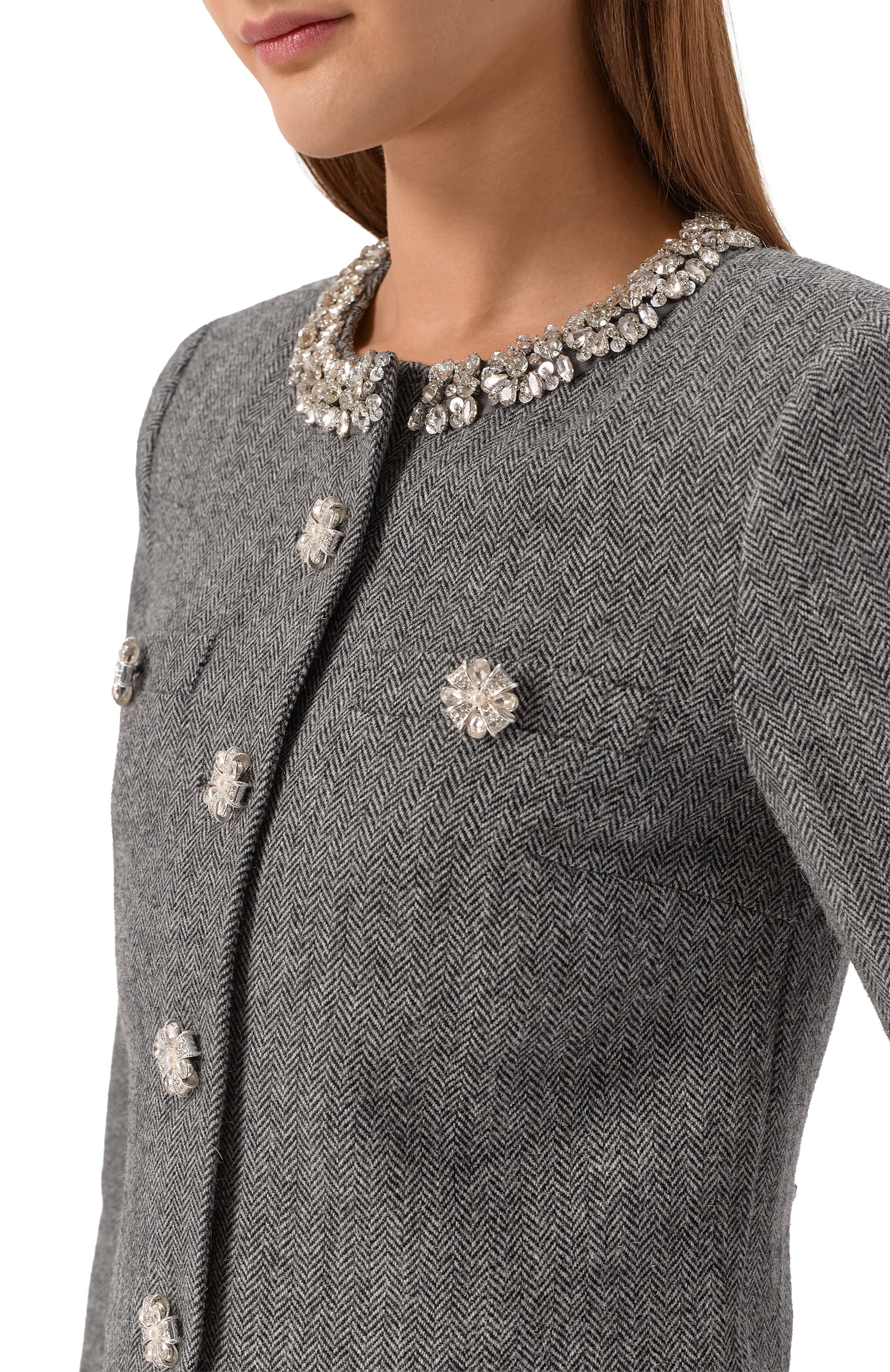 Жакет с отделкой стразами SELF-PORTRAIT, арт. RS26038JAGR, фото 5