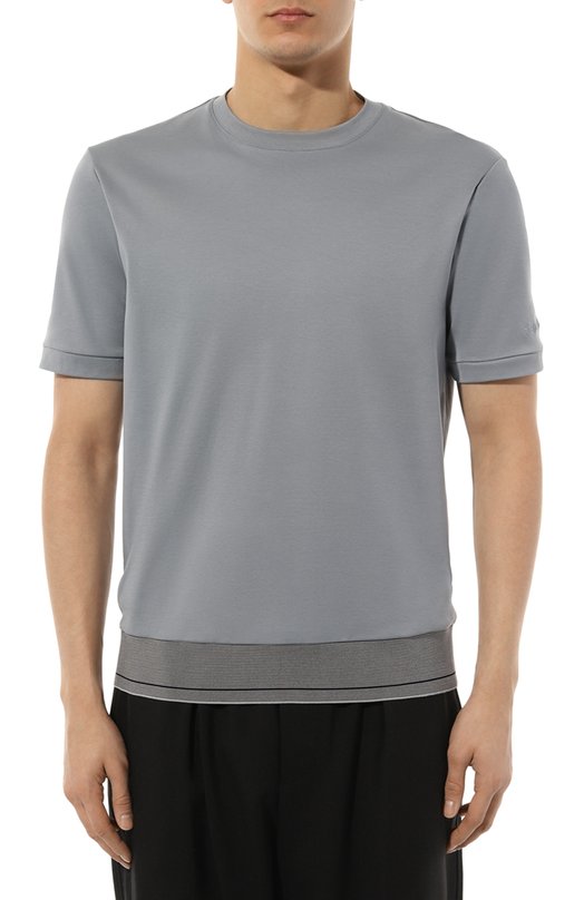 Хлопковая футболка Giorgio Armani 3DSM52/SJFBZ Серый  3DSM52/SJFBZ Фото 3