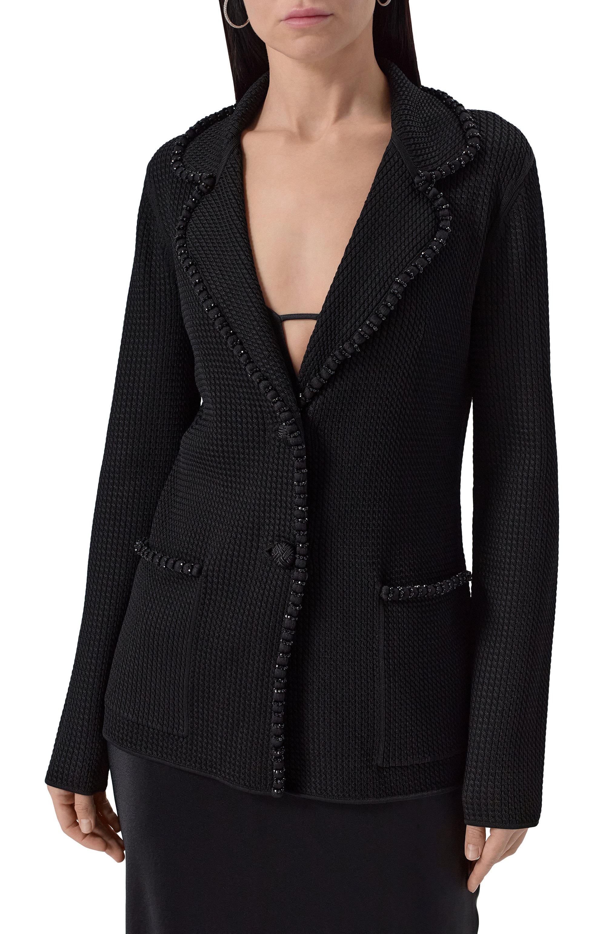 Жакет EMPORIO ARMANI черного цвета по цене 94600 руб., арт. EW000934/AF15112, фото 3 Жакет EMPORIO ARMANI, арт. EW000934/AF15112, фото 3