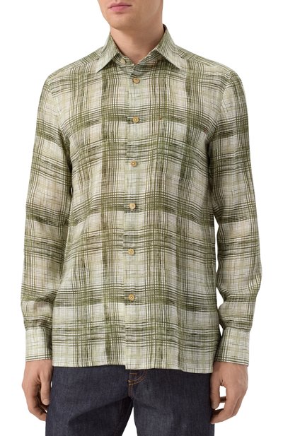 Льняная рубашка KITON зеленого цвета по цене 99500 руб., арт. UMCNERH0924405, фото 3 Льняная рубашка KITON, арт. UMCNERH0924405, фото 3