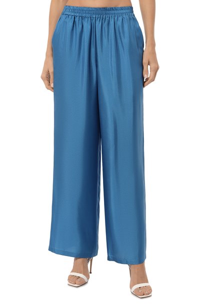 Шелковые брюки AKHMADULLINA голубого цвета по цене 99900 руб., арт. 1225.3B601/S410, фото 3 Шелковые брюки AKHMADULLINA, арт. 1225.3B601/S410, фото 3