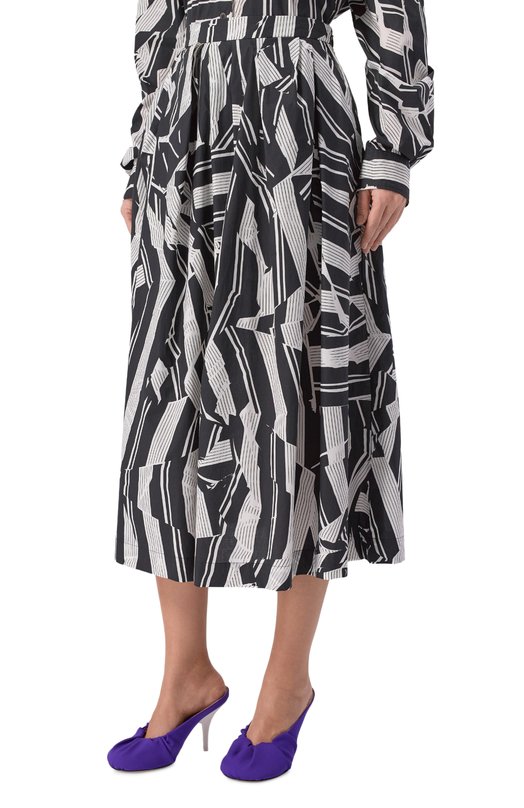 Хлопковая юбка Dries Van Noten 130889/3003 Чёрно-белый  130889/3003 Фото 3