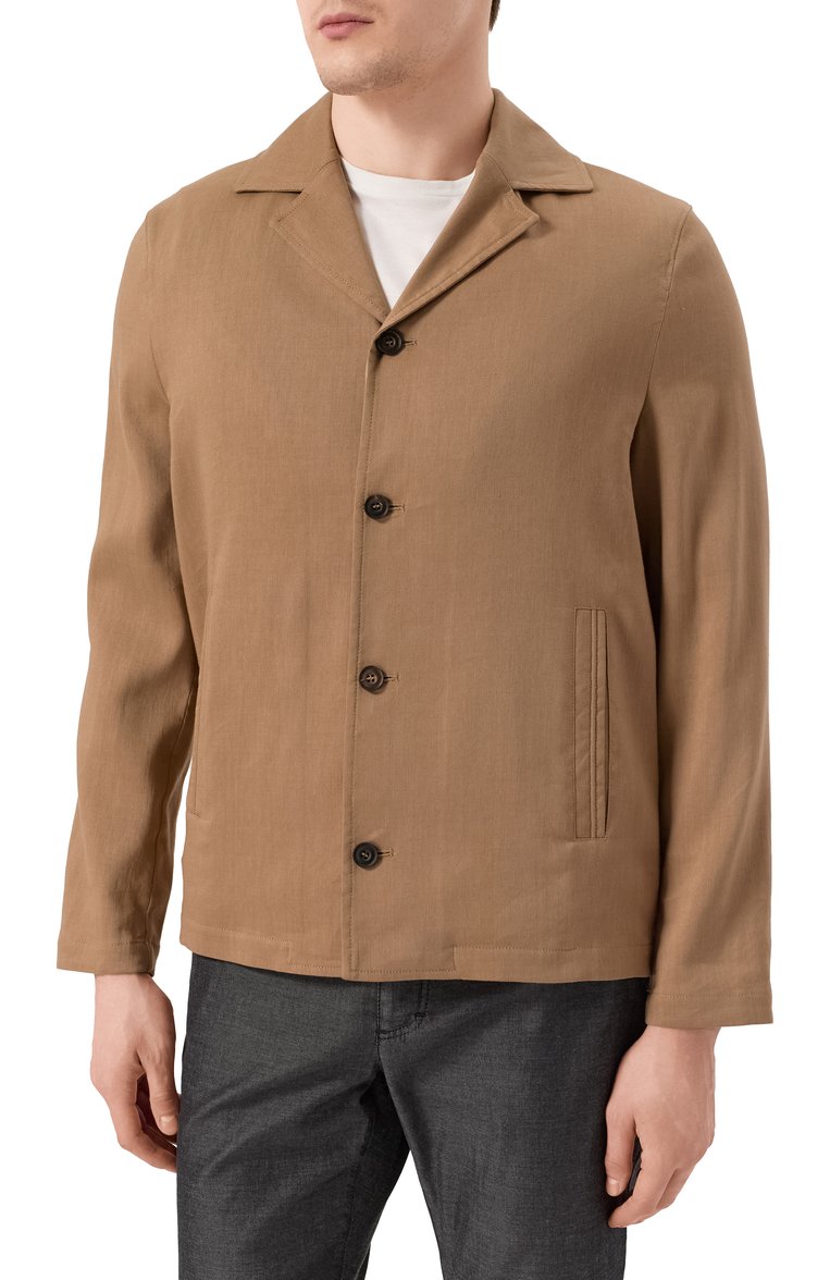 Мужская куртка-рубашка изо льна и шерсти CORNELIANI бежевого цвета, арт. 25LI20-2518468 | Фото 3 (Длина (верхняя одежда): Короткие; Материал внешний: Шерсть, Лен; Рукава: Длинные; Стили: Кэжуэл; Мужское Кросс-КТ: Куртка-рубашка; Кросс-КТ: Легкие; Автоматизация ТО: Проставлено; Автоматизация состава: Проставлено)
