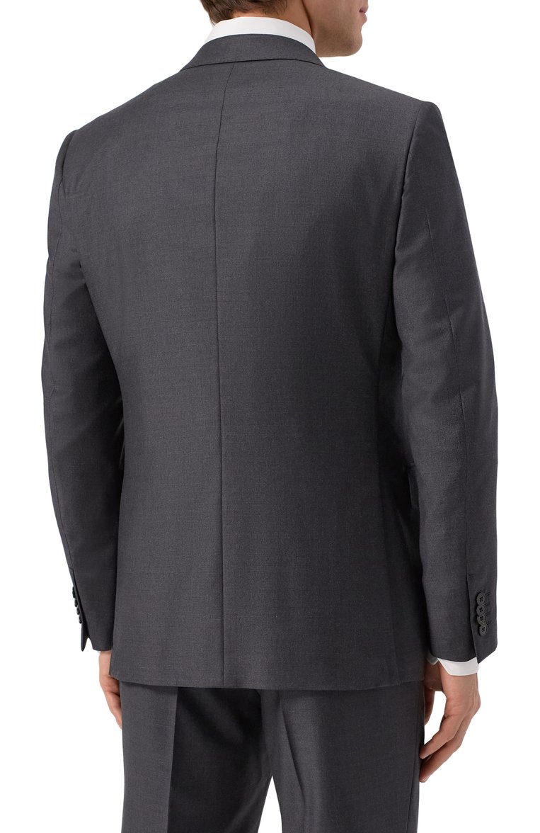 Мужской шерстяной костюм ZEGNA темно-серого цвета, арт. 221225/C22684 | Фото 5 (Материал внешний: Шерсть; Рукава: Длинные; Костюмы М: Однобортный; Стили: Классический)