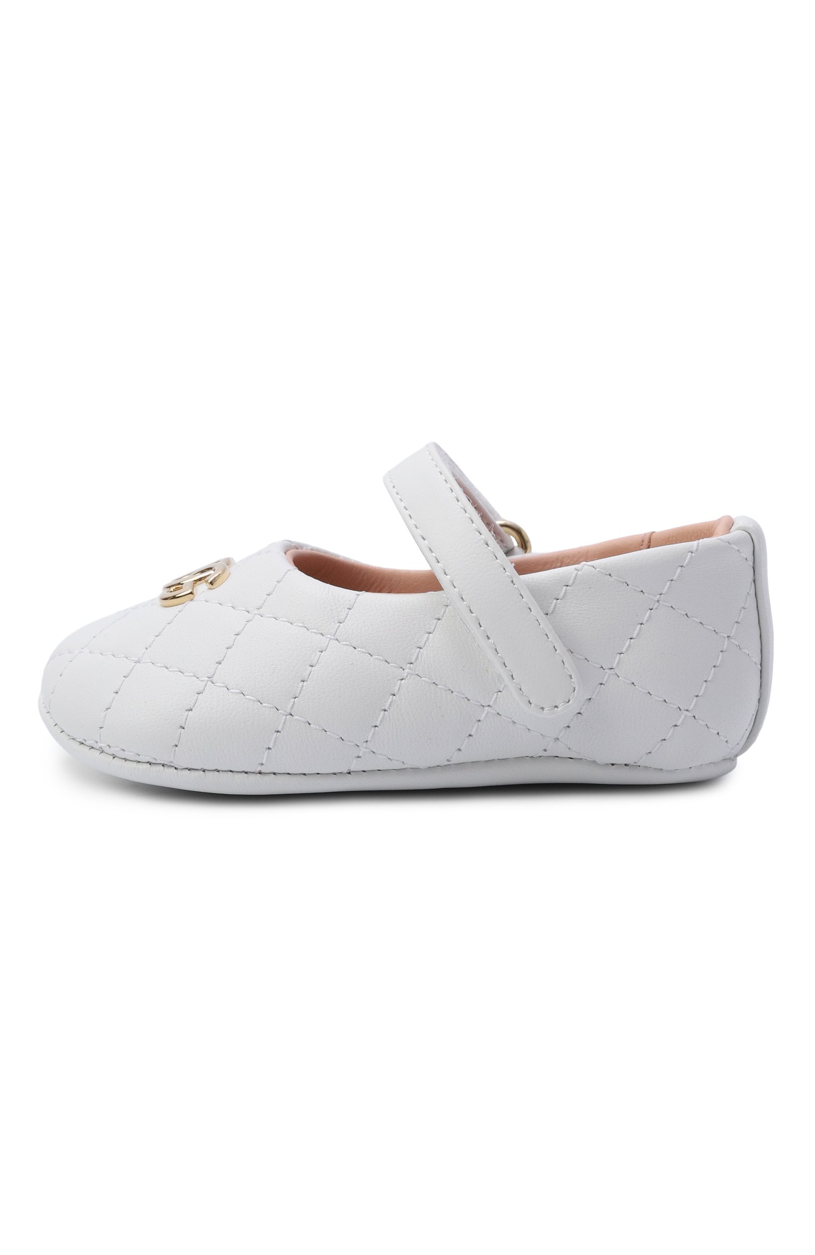 Кожаные пинетки DOLCE & GABBANA белого цвета по цене 33400 руб., арт. DK0174/A3M31, фото 2 Кожаные пинетки DOLCE & GABBANA, арт. DK0174/A3M31, фото 2