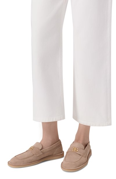 Замшевые лоферы DOLCE & GABBANA бежевого цвета по цене 98950 руб., арт. CP0182/AS707, фото 2 Замшевые лоферы DOLCE & GABBANA, арт. CP0182/AS707, фото 2