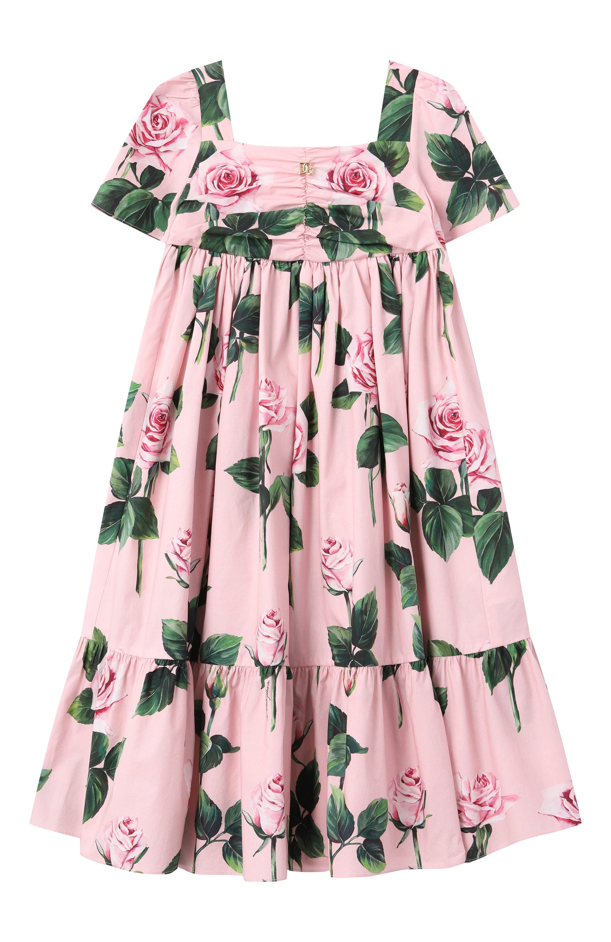 Хлопковое платье DOLCE & GABBANA светло-розового цвета по цене 98100 руб., арт. L53DE7/HS5S7/8-14, фото 1 Хлопковое платье DOLCE & GABBANA, арт. L53DE7/HS5S7/8-14, фото 1