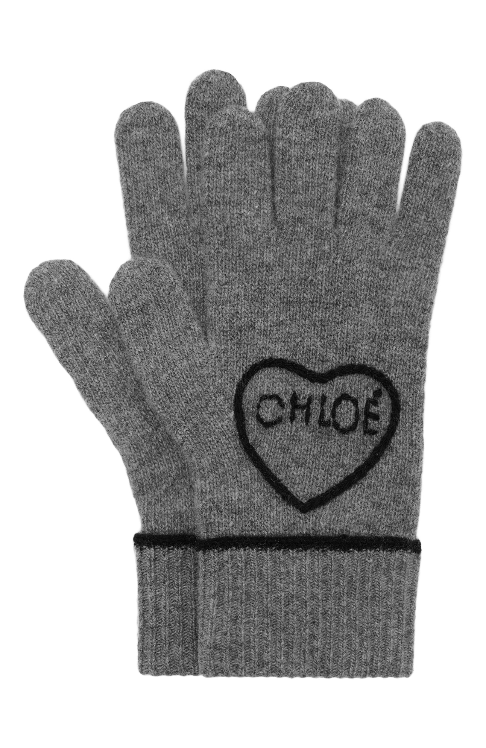 Шерстяные перчатки CHLOÉ серого цвета по цене 44500 руб., арт. CH26SKG02WCS, фото 1 Шерстяные перчатки CHLOÉ, арт. CH26SKG02WCS, фото 1