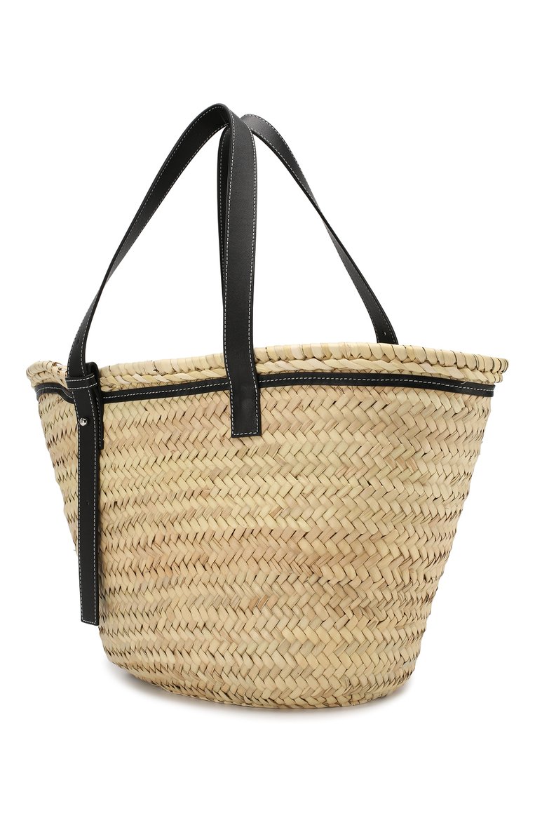 Женская сумка basket LOEWE черного цвета, арт. 329.02.V50 | Фото 3 (Размер: large; Статус проверки: Проверено, Проверена категория; Материал: Растительное волокно; Сумки-технические: Сумки top-handle; Материал сплава: Проверено, Проставлено; Драгоценные камни: Проставлено)