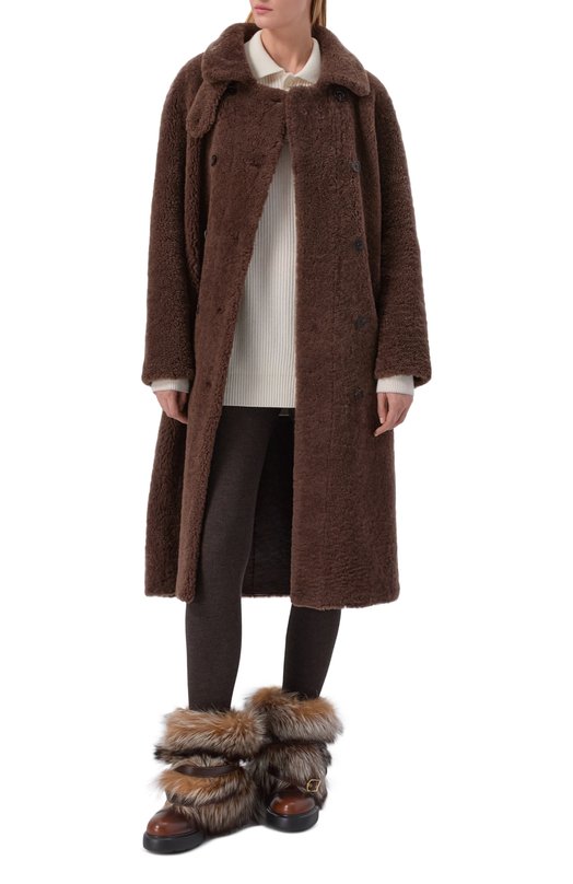 Полусапоги с мехом лисы Santoni WTEG71946SM0TGVY Коричневый  WTEG71946SM0TGVY Фото 3