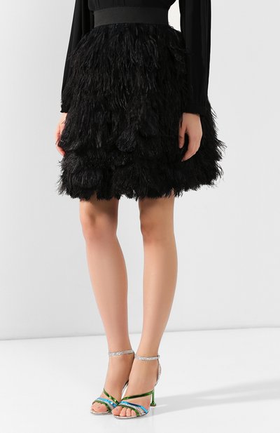 Шелковая юбка с перьевой отделкой DOLCE & GABBANA, арт. F4BI5F/GDL62, фото 3