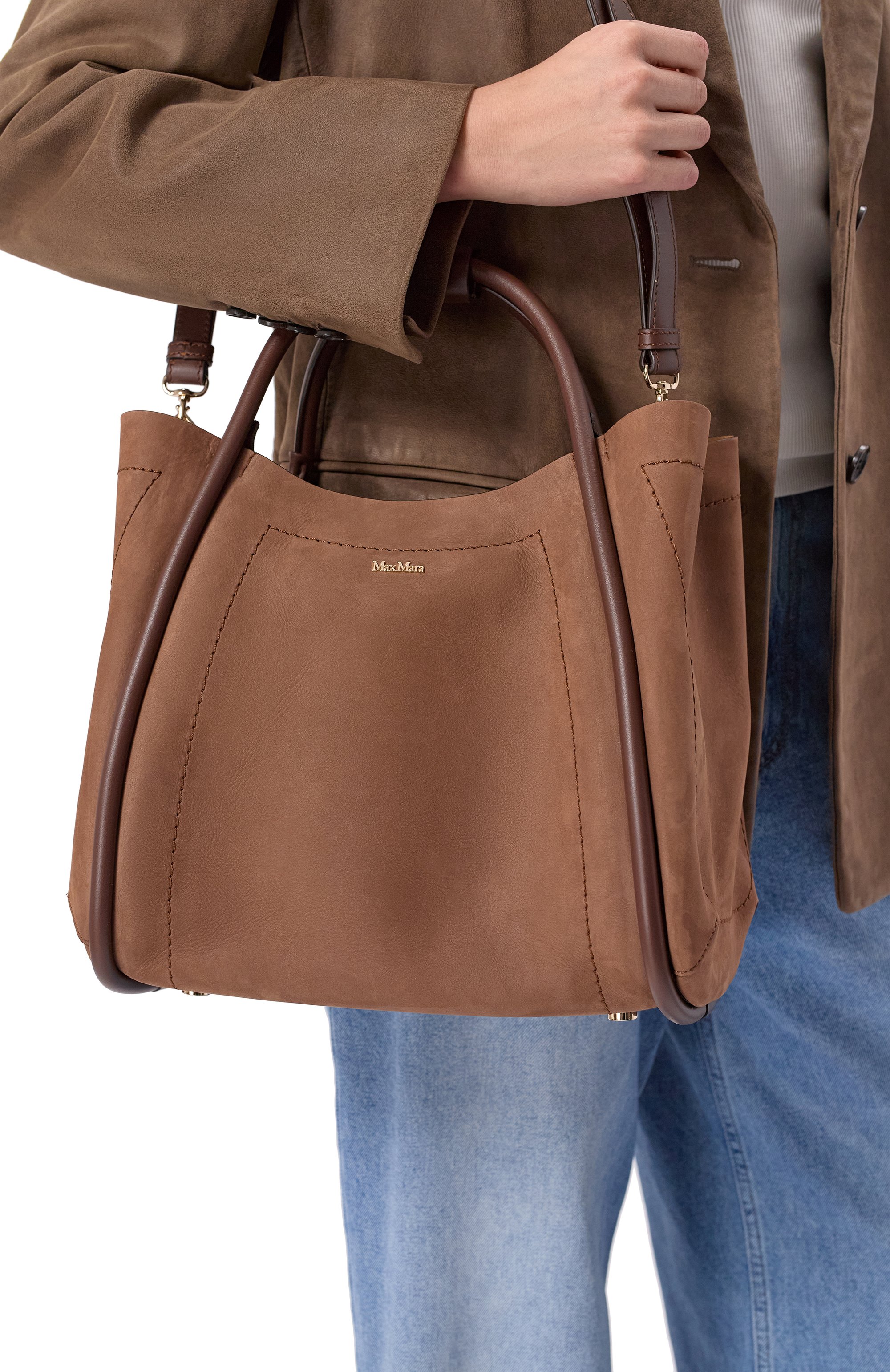 Сумка marine small MAX MARA коричневого цвета по цене 147000 руб., арт. MXAMARINESSUE, фото 2 Сумка marine small MAX MARA, арт. MXAMARINESSUE, фото 2