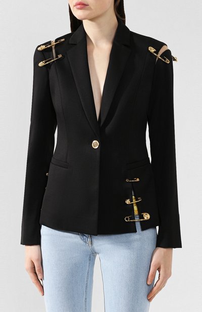 Шерстяной жакет VERSACE черного цвета по цене 346000 руб., арт. A83527/A220850, фото 3 Шерстяной жакет VERSACE, арт. A83527/A220850, фото 3