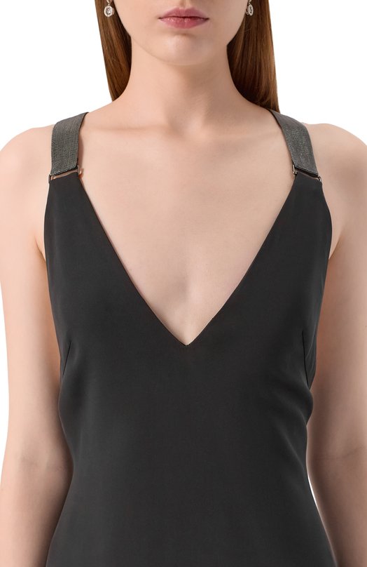 Платье из вискозы и шелка Brunello Cucinelli MG932AFS31 Чёрный  MG932AFS31 Фото 5