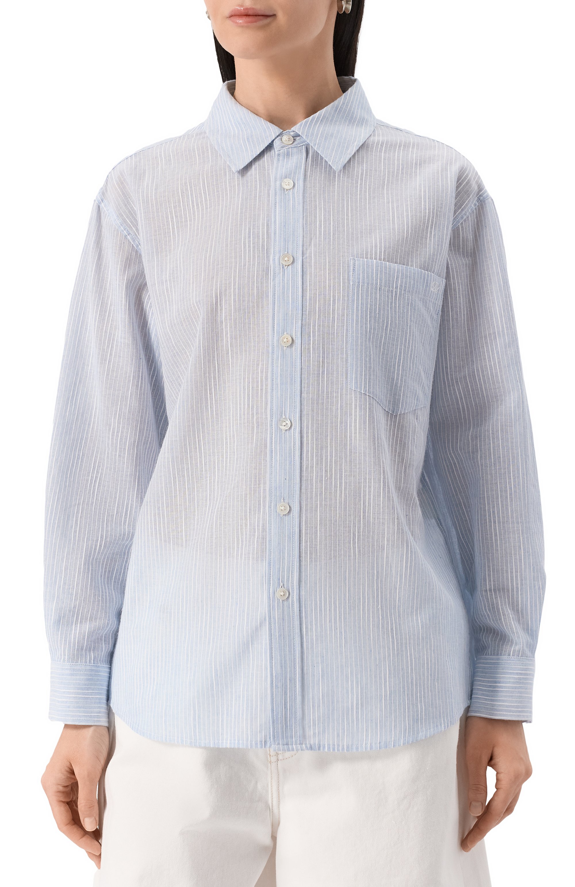 Хлопковая рубашка DUNST голубого цвета по цене 12600 руб., арт. UDSH5B123B2, фото 3 Хлопковая рубашка DUNST, арт. UDSH5B123B2, фото 3