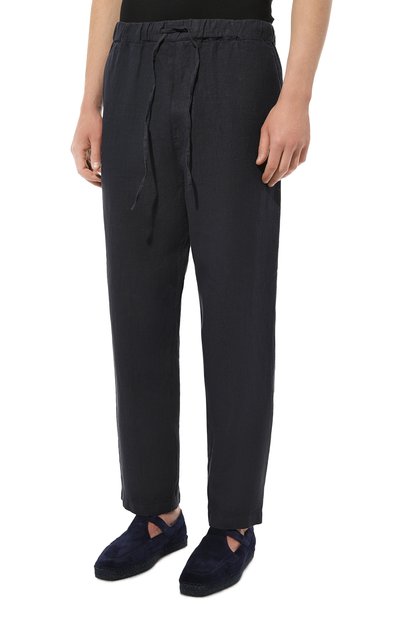 Льняные брюки 120% LINO темно-синего цвета по цене 34400 руб., арт. Y0M29CK/0000253/000, фото 3 Льняные брюки 120% LINO, арт. Y0M29CK/0000253/000, фото 3