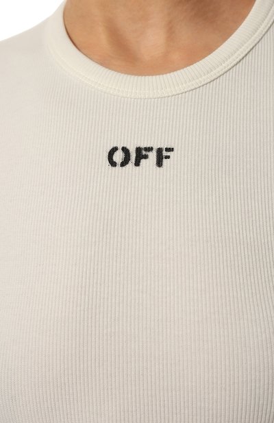 Хлопковая футболка OFF-WHITE молочного цвета по цене 36550 руб., арт. 0WAA065C99JER002, фото 5 Хлопковая футболка OFF-WHITE, арт. 0WAA065C99JER002, фото 5