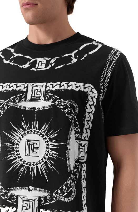 Хлопковая футболка Balmain FH1EG000/GF08 Чёрный  FH1EG000/GF08 Фото 5