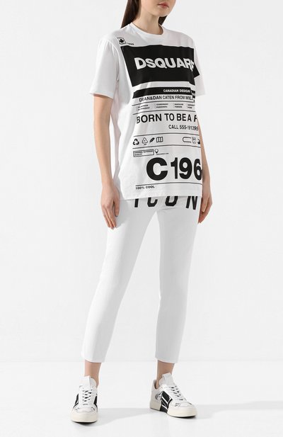 Хлопковая футболка DSQUARED2 белого цвета по цене 26450 руб., арт. S75GD0072/S22427, фото 2 Хлопковая футболка DSQUARED2, арт. S75GD0072/S22427, фото 2