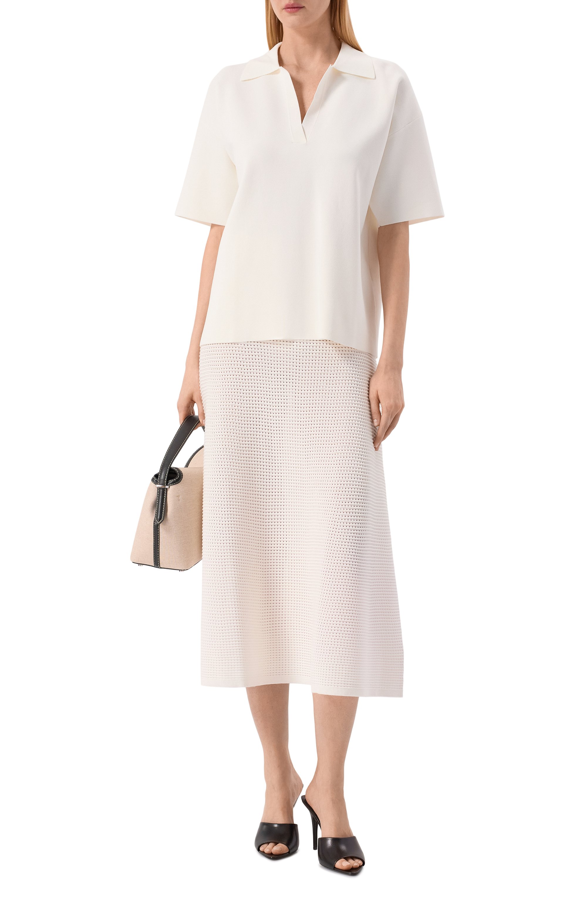 Поло из вискозы P.A.R.O.S.H. кремового цвета по цене 39400 руб., арт. D540982/R0MA26, фото 2 Поло из вискозы P.A.R.O.S.H., арт. D540982/R0MA26, фото 2