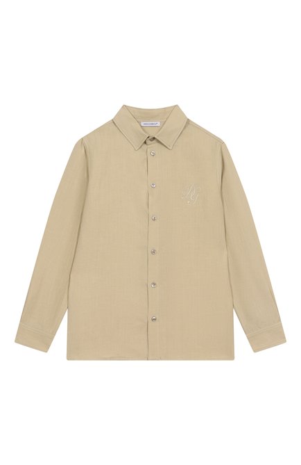 Детская льняная рубашка DOLCE & GABBANA бежевого цвета, арт. L42S70/FU4LH/8-14 | Фото 1 (Материал сплава: Проставлено; Драгоценные камни: Проставлено; Рукава: Длинные; Материал внешний: Лен)