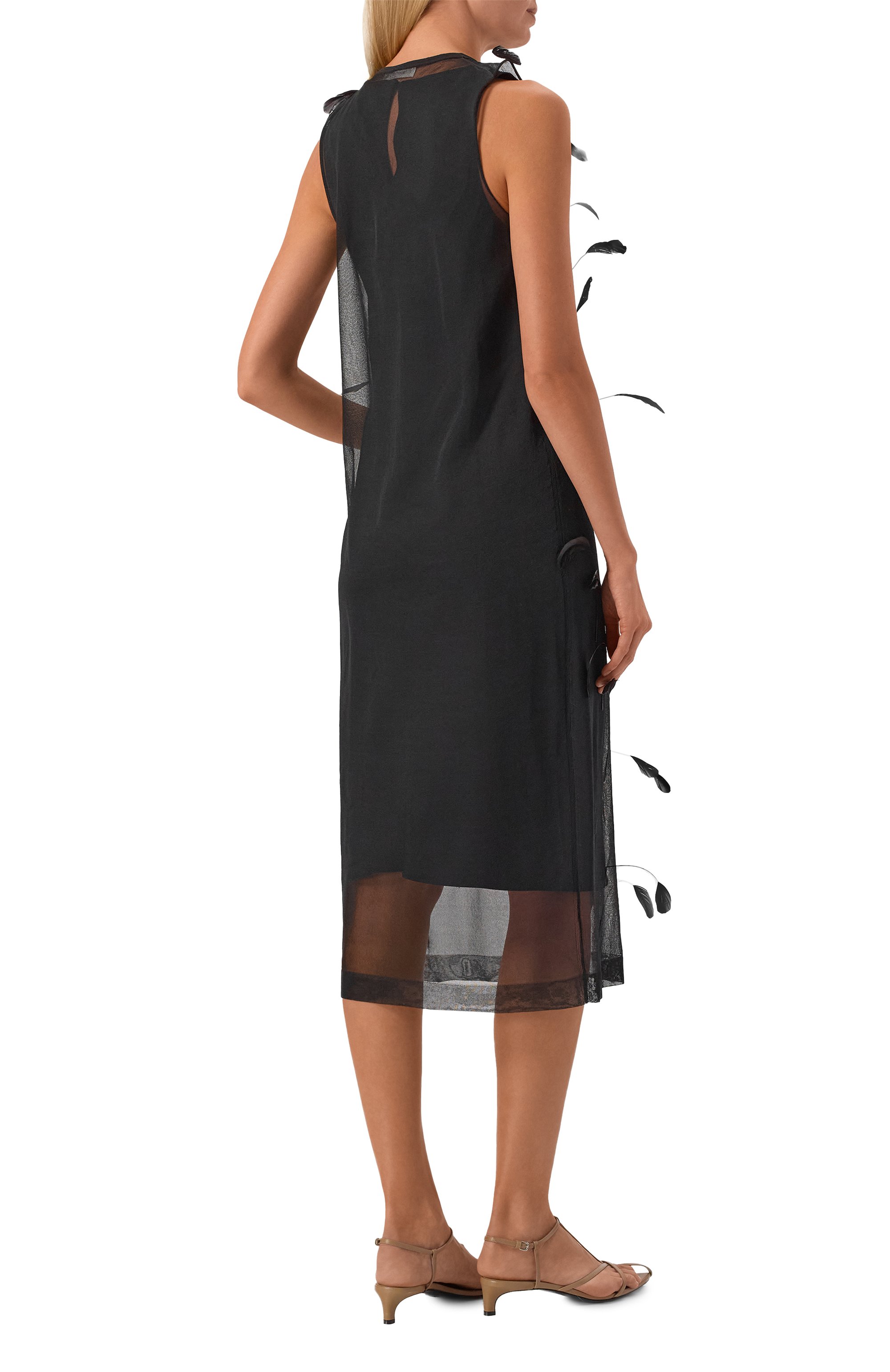 Шелковое платье с отделкой перьями JIL SANDER, арт. J03CT0548/J16141, фото 3