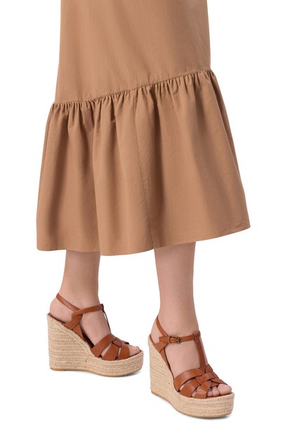 Женские кожаные босоножки espadrille SAINT LAURENT, арт. 611924/BDA00