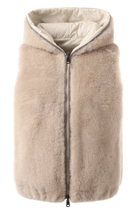 Двусторонний жилет с мехом козлика Brunello Cucinelli MPMWE3080 Бежевый MPMWE3080
