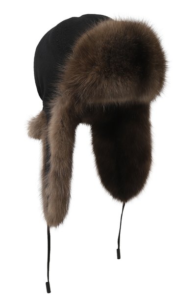 Кашемировая шапка-ушанка с мехом соболя BLACK SABLE, арт. BS-47CF7, фото 1