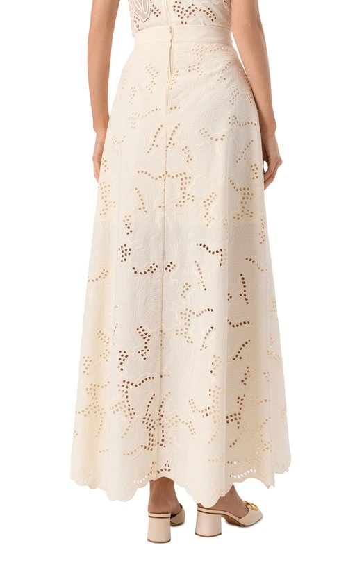 Хлопковая юбка Elie Saab SK121 Кремовый  SK121 Фото 4