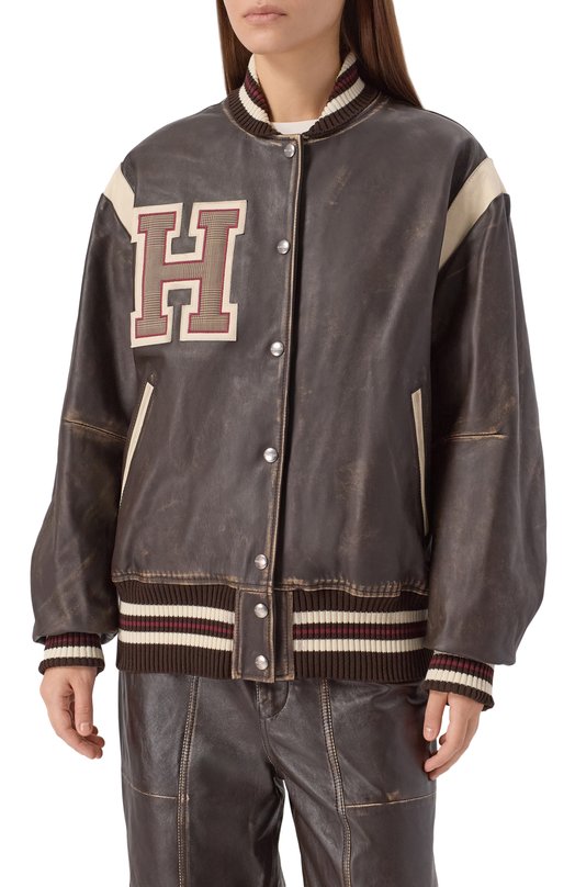 Кожаный бомбер Halfboy HF251WL008 Коричневый  HF251WL008 Фото 3