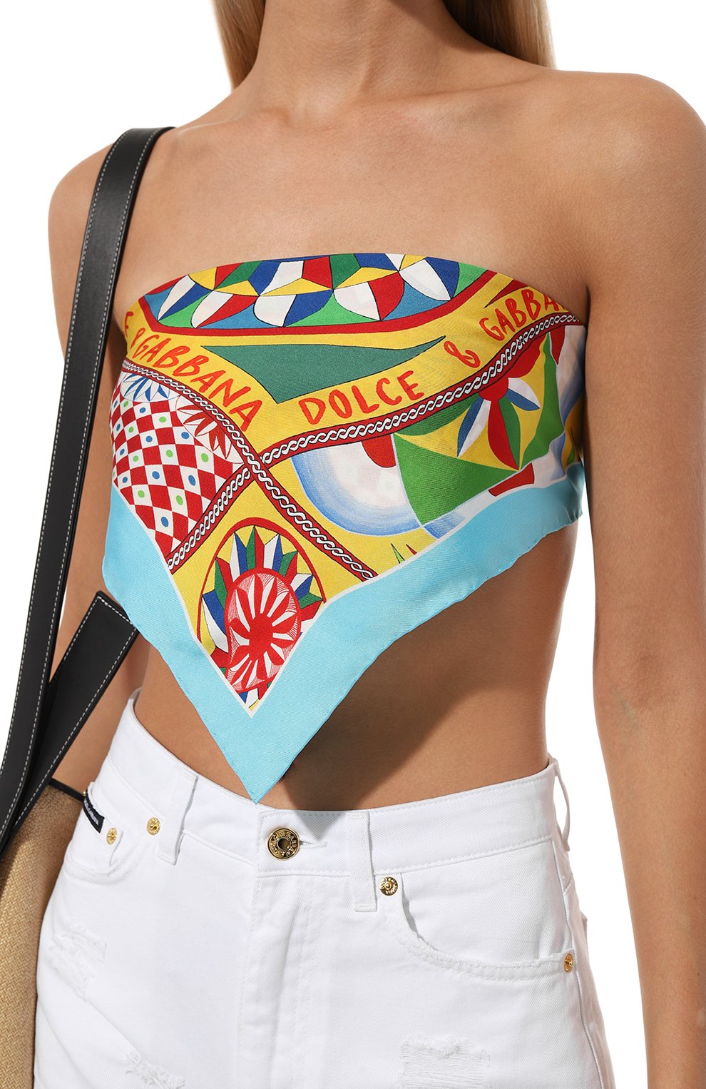 Шелковый платок DOLCE & GABBANA бирюзового цвета по цене 23600 руб., арт. FN093R/GDBTQ, фото 2 Шелковый платок DOLCE & GABBANA, арт. FN093R/GDBTQ, фото 2