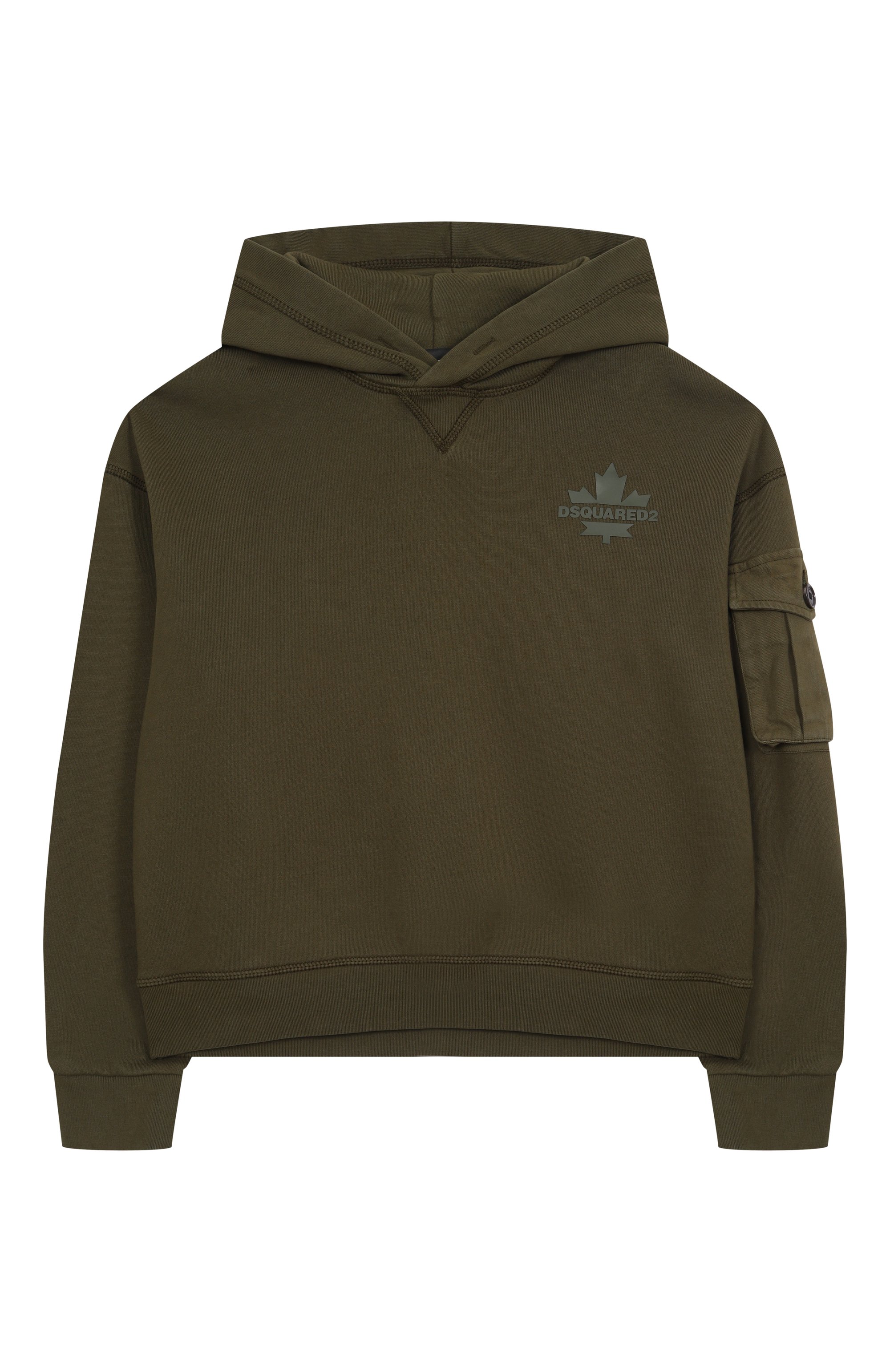Хлопковое худи DSQUARED2 хаки цвета по цене 26350 руб., арт. DQ2735/D0AC6, фото 1 Хлопковое худи DSQUARED2, арт. DQ2735/D0AC6, фото 1