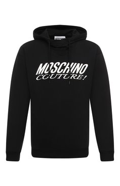 Мужской хлопковое худи MOSCHINO черного цвета, арт. A1704/7028 | Фото 1 (Материал сплава: Проставлено; Драгоценные камни: Проставлено; Рукава: Длинные; Материал внешний: Хлопок; Длина (для топов): Стандартные; Мужское Кросс-КТ: Худи-одежда; Принт: С принтом; Стили: Спорт-шик)