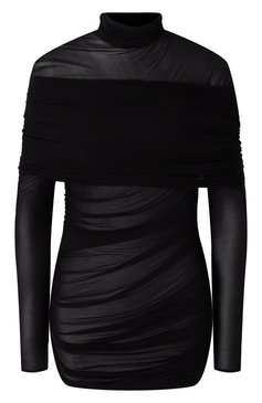 Женский топ из вискозы MUGLER черного цвета, арт. 25P3T007366011 | Фото 1 (Рукава: Длинные; Длина (для топов): Стандартные; Материал внешний: Вискоза; Стили: Гламурный; Кросс-КТ: костюм)