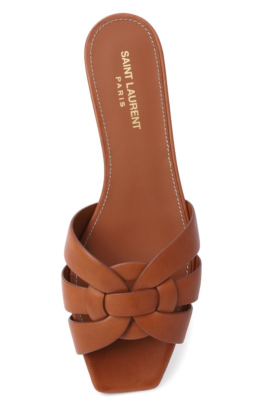 Кожаные шлепанцы Tribute Saint Laurent 571952/BDA00 Коричневый  571952/BDA00 Фото 6