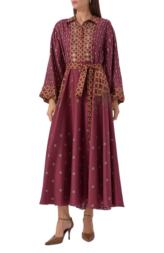 Шелковое платье Akhmadullina 1226.5D107/S212 Бордовый  1226.5D107/S212 Фото 3