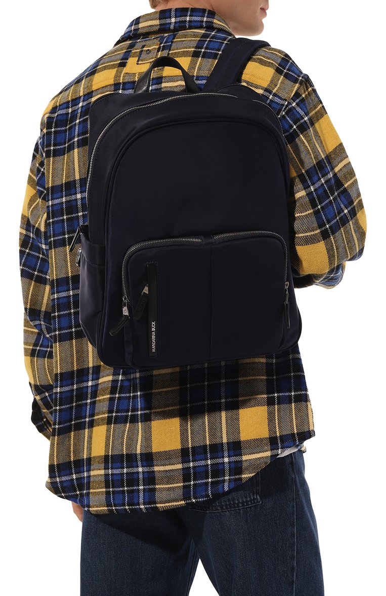 Мужской рюкзак hunter large MANDARINA DUCK синего цвета, арт. VCT28-20Q | Фото 2 (Размер: large; Материал: Текстиль; Стили: Кэжуэл)