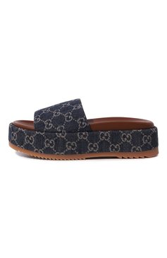 Женские текстильные сабо GUCCI синего цвета, арт. 623212 2KQ00 | Фото 4 (Подошва: Платформа; Материал внешний: Текстиль)